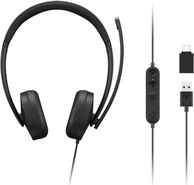 Alt view image 2 of 4 - Lenovo 115 USB-A / USB-C Wired Stereo Headset