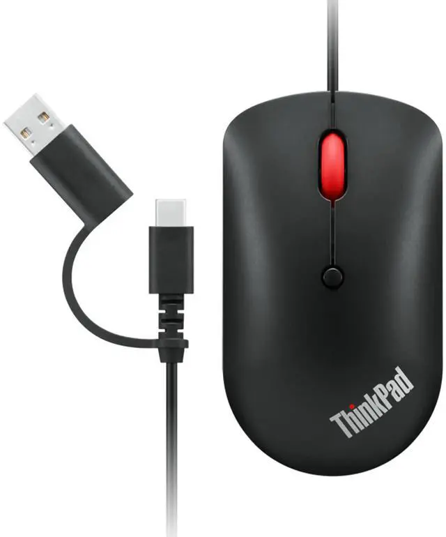 Alt view image 12 of 18 - lenovo ThinkPad USB-C Wired Compact Mouse 4Y51D20850 Black 4 Buttons 1 x Wheel USB Type-C Wired Optical Mouse