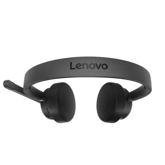 Alt view image 6 of 7 - Lenovo Wireless Stereo Headset - Stereo - Wireless - Bluetooth - 98.4 ft - 32 Ohm - 20 Hz to 20 kHz - On-ear, Over-the-head - Binaural - Circumaural - 4.27 ft Cable - Noise Canceling - Black