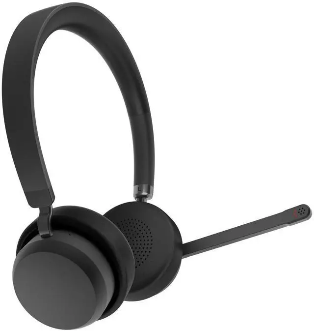 Alt view image 2 of 7 - Lenovo Wireless Stereo Headset - Stereo - Wireless - Bluetooth - 98.4 ft - 32 Ohm - 20 Hz to 20 kHz - On-ear, Over-the-head - Binaural - Circumaural - 4.27 ft Cable - Noise Canceling - Black