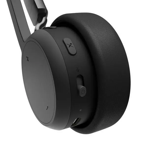 Alt view image 7 of 7 - Lenovo Wireless Stereo Headset - Stereo - Wireless - Bluetooth - 98.4 ft - 32 Ohm - 20 Hz to 20 kHz - On-ear, Over-the-head - Binaural - Circumaural - 4.27 ft Cable - Noise Canceling - Black