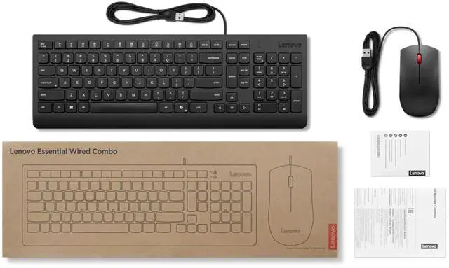 Alt view image 4 of 11 - Lenovo Essential Wired Keyboard & Mouse Combo AI - US English