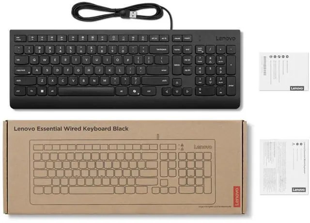 Alt view image 5 of 6 - Lenovo Essential Wired Keyboard Black US English