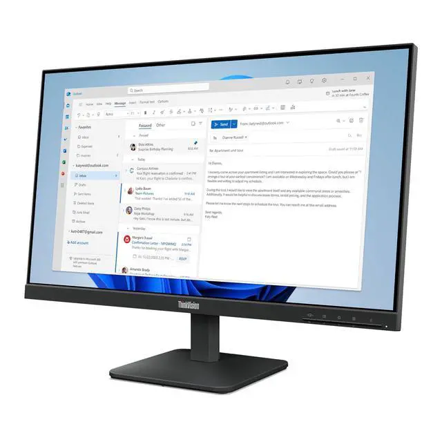Alt view image 10 of 14 - Lenovo ThinkVision S24-4e 24" Class Full HD LED Monitor - 16:9 - Raven Black - 23.8" Viewable - In-plane Switching (IPS) Technology - WLED Backlight - 1920 x 1080 - 16.7 Million Colors (8-bi