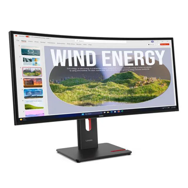 Alt view image 18 of 20 - Lenovo ThinkVision T34WD-40 34" Class UW-QHD Curved Screen LED Monitor - 21:9 - Eclipse Black - 34" Viewable - Vertical Alignment (VA) - WLED Backlight - 3440 x 1440 - 16.7 Million Colors -