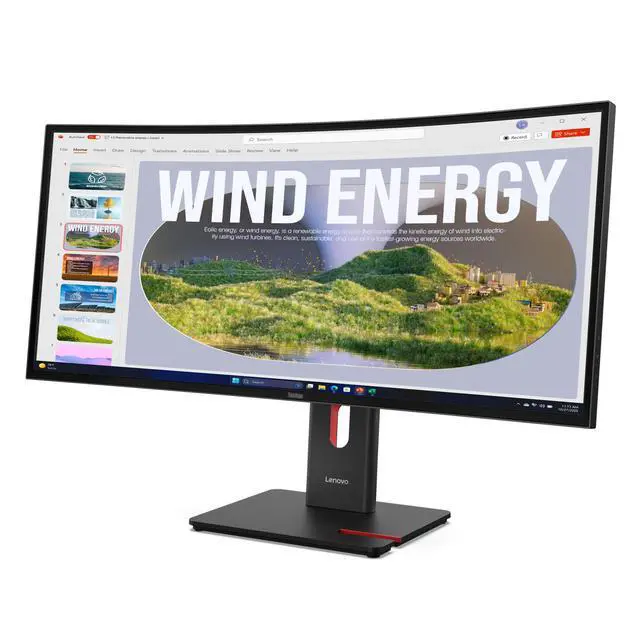 Alt view image 19 of 20 - Lenovo ThinkVision T34WD-40 34" Class UW-QHD Curved Screen LED Monitor - 21:9 - Eclipse Black - 34" Viewable - Vertical Alignment (VA) - WLED Backlight - 3440 x 1440 - 16.7 Million Colors -