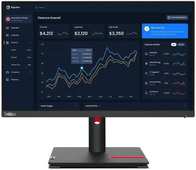 Alt view image 8 of 14 - Lenovo ThinkVision 21.5 inch IPS FHD 60Hz Monitor - T22i-30