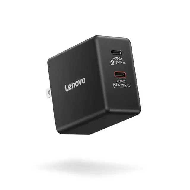 Alt view image 5 of 7 - Lenovo Dual USB-C 65W GaN Power Adapter