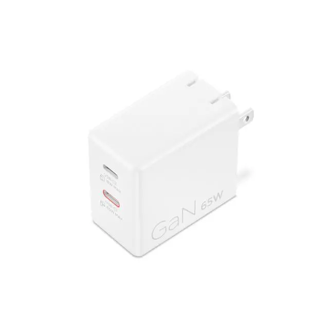 Alt view image 4 of 7 - Lenovo Dual USB-C 65W GaN Power Adapter (White)