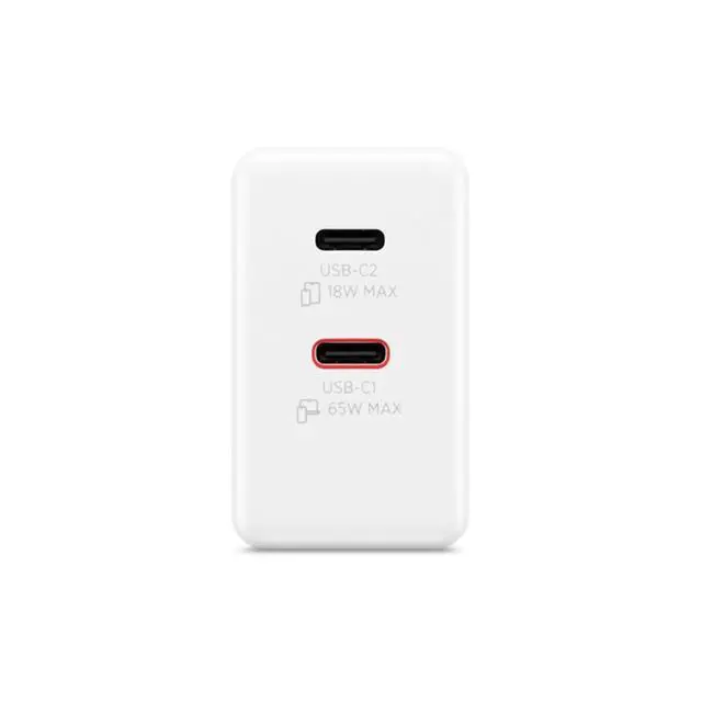 Alt view image 3 of 7 - Lenovo Dual USB-C 65W GaN Power Adapter (White)