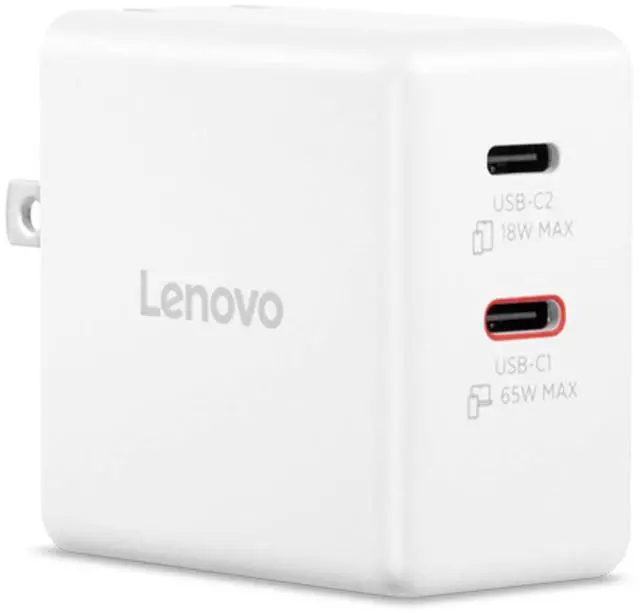 Main image of Lenovo Dual USB-C 65W GaN Power Adapter (White)