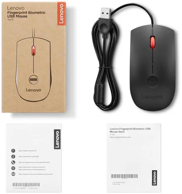 Alt view image 7 of 7 - Lenovo Fingerprint Biometric USB Mouse Gen3