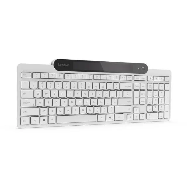 Alt view image 9 of 14 - Lenovo 800 Self-Charging Bluetooth Keyboard, Uses Ambient Light for Charging, Bluetooth 5.1, Supports 3 Devices, Battery Free, Wireless, White