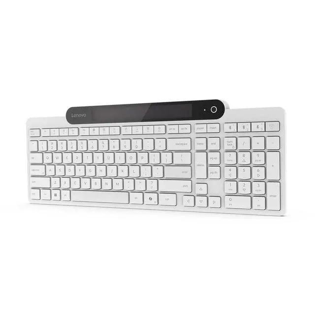 Alt view image 10 of 14 - Lenovo 800 Self-Charging Bluetooth Keyboard, Uses Ambient Light for Charging, Bluetooth 5.1, Supports 3 Devices, Battery Free, Wireless, White