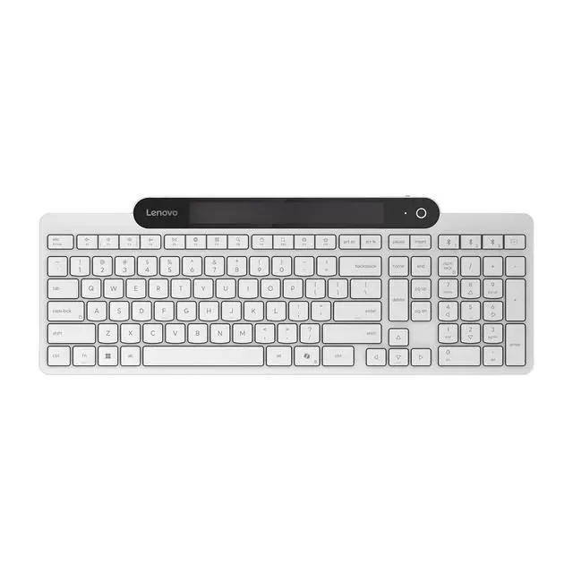 Alt view image 8 of 14 - Lenovo 800 Self-Charging Bluetooth Keyboard, Uses Ambient Light for Charging, Bluetooth 5.1, Supports 3 Devices, Battery Free, Wireless, White