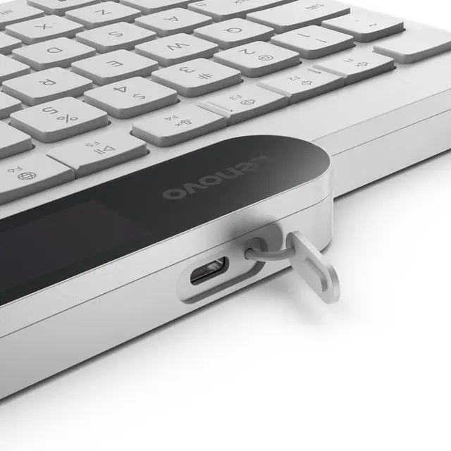 Alt view image 13 of 14 - Lenovo 800 Self-Charging Bluetooth Keyboard, Uses Ambient Light for Charging, Bluetooth 5.1, Supports 3 Devices, Battery Free, Wireless, White
