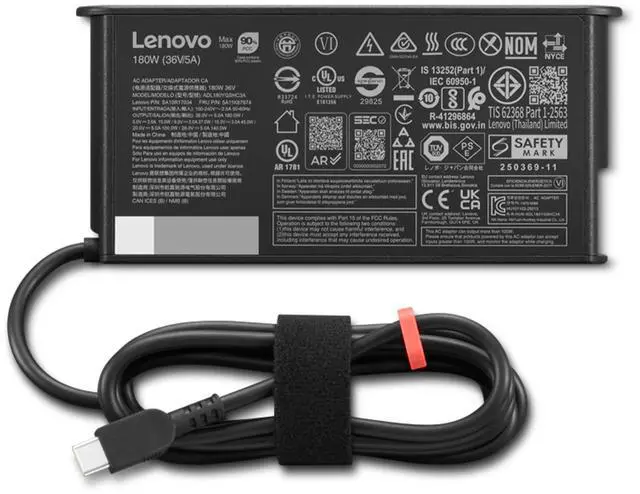 Alt view image 7 of 9 - Lenovo ThinkPad Mobile Workstation 180W USB-C GaN Slim AC Adapter for ThinkPad P16 Series-P16 G3 21RQ 21RR, ThinkPad T16g Series-T16g G3 21V5 21V6, ADL180YGSLC3A, SA10R17032, 5A11K67872.