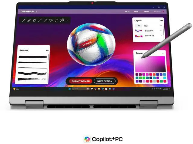 Alt view image 3 of 7 - Lenovo IdeaPad 5x 2-in-1 Laptop, 14" IPS Glass,Snapdragon X2 Plus X2P-42-100,16GB, Qualcomm Adreno GPU, 512GB SSD,Win 11 Home Arm64