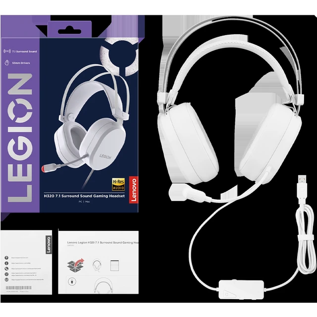 Alt view image 4 of 5 - Lenovo Legion H320 7.1 Surround Sound Gaming Headset (Glacier White)