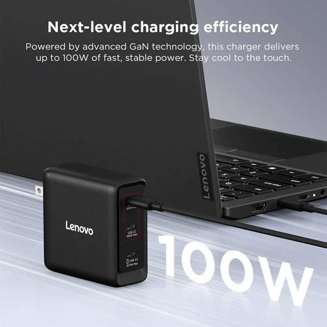 Alt view image 4 of 7 - Lenovo Multi-port USB-C 100W GaN Charger