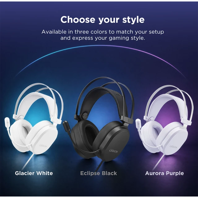 Alt view image 7 of 7 - Lenovo Legion H320 7.1 Surround Sound Gaming Headset (Glacier White), For Gaming