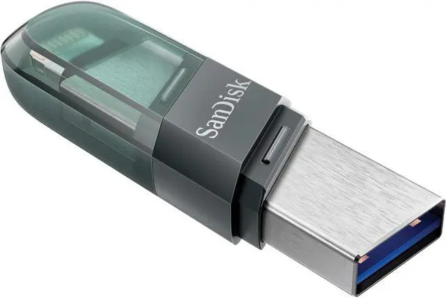 Alt view image 2 of 6 - SanDisk SDIX90N-032G-GN6NN MAF 32GB USB 3.1 Lightning iXpand Flash Drive Flip Silver/Blue