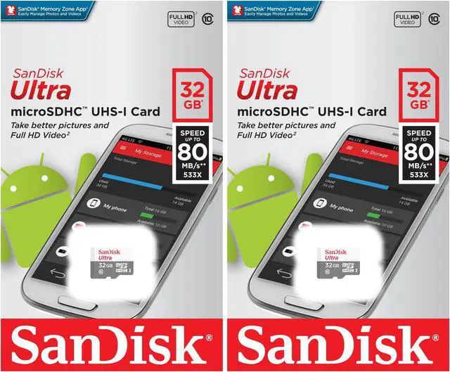 Main image of SanDisk Kit of Qty 2 x SanDisk Ultra 32GB microSDHC SDSQUNS-032G-GN3MN