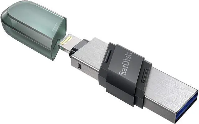 Alt view image 6 of 6 - SanDisk SDIX90N-032G-GN6NN MAF 32GB USB 3.1 Lightning iXpand Flash Drive Flip Silver/Blue
