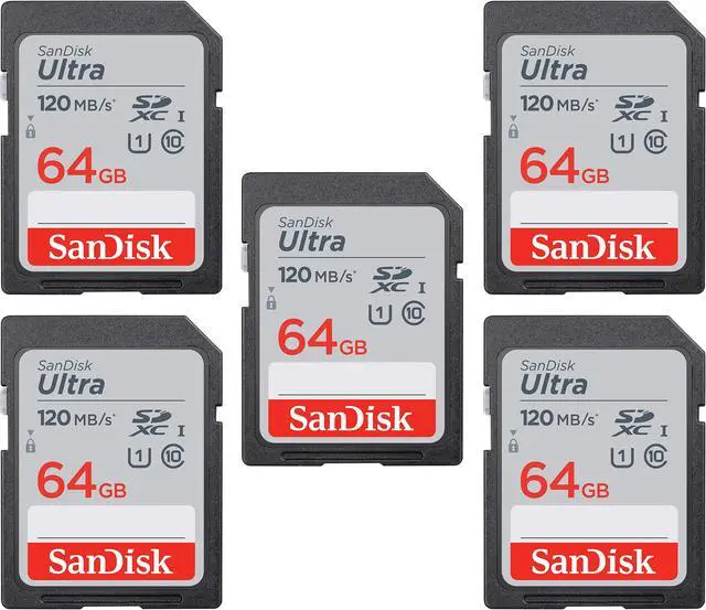 Alt view image 2 of 2 - SanDisk Kit of Qty 5 x SanDisk Ultra 64GB SDXC SDSDUN4-064G-GN6IN with Cases
