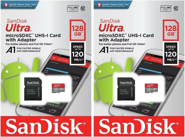 SanDisk Kit of Qty 2 x SanDisk Ultra 128GB microSDXC SDSQUA4-128G-GN6MA 