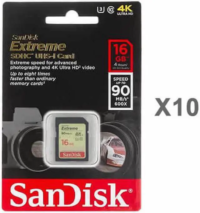 Main image of SanDisk Kit of Qty 10 x SanDisk Extreme 16GB SDHC SDSDXNE-016G-GNCIN