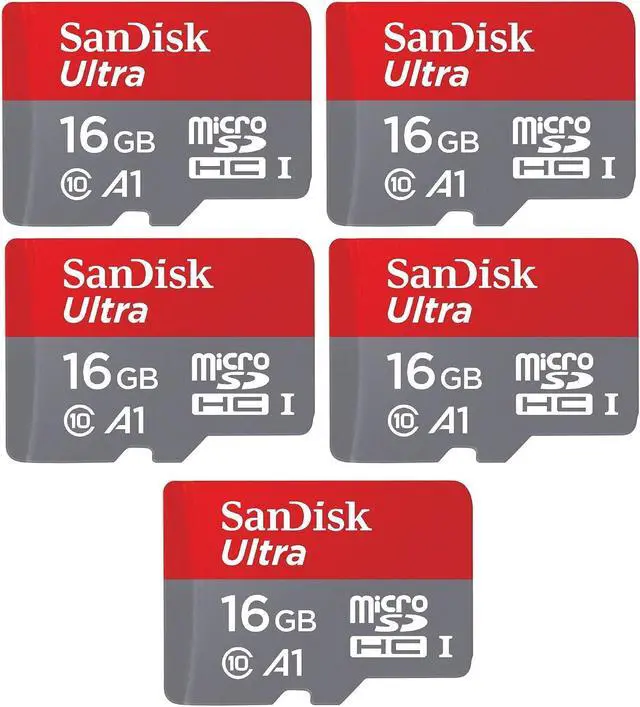 Main image of SanDisk Kit of Qty 5 x SanDisk Ultra 16GB microSDHC SDSQUAR-016G-GN6MN with 1 USB Reader