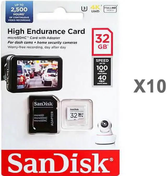 Main image of SanDisk Kit of Qty 10 x SanDisk High Endurance 32GB microSDHC SDSQQNR-032G-GN6IA