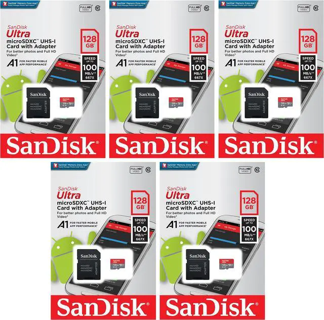 Main image of SanDisk Kit of Qty 5 x SanDisk Ultra 128GB microSDXC SDSQUAR-128G-GN6MA