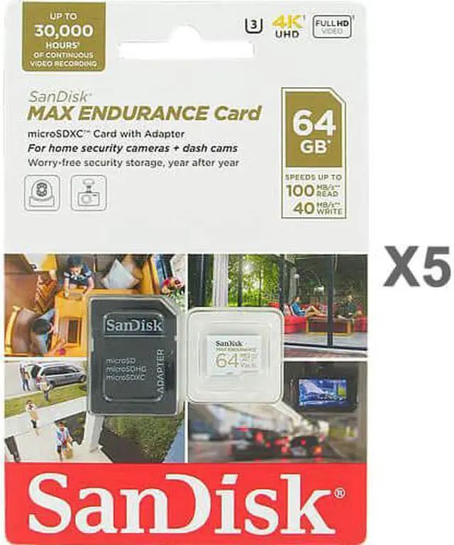 Main image of SanDisk Kit of Qty 5 x SanDisk Max Endurance 64GB microSDXC SDSQQVR-064G-GN6IA