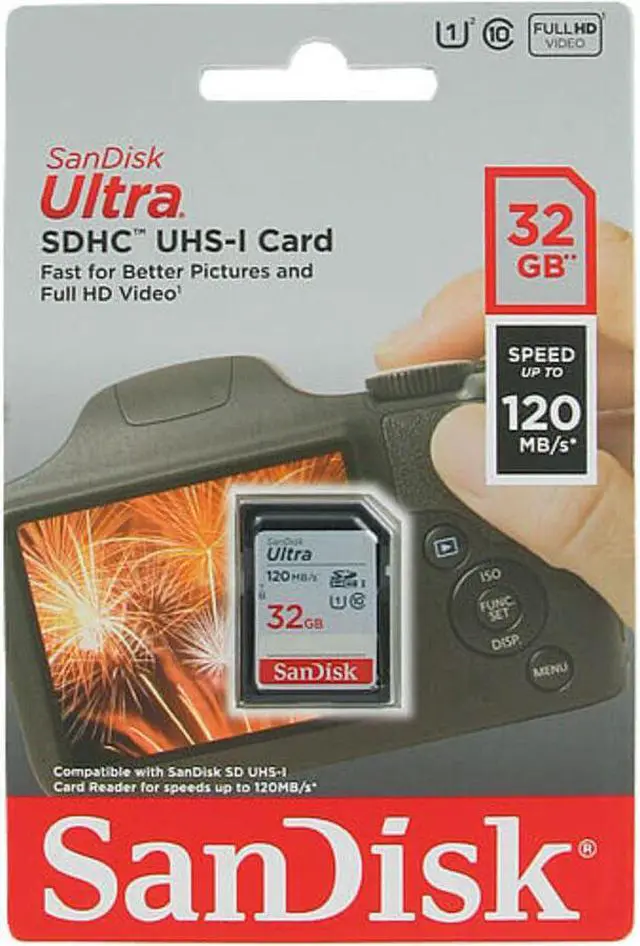 Alt view image 2 of 3 - SanDisk 32GB Ultra SDHC UHS-I Class 10 Memory Card 120MB/s U1, Full HD, SD Camera Card SDSDUN4-032G-GN6IN (3 Pack)