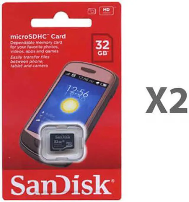 Main image of SanDisk 32GB microSDHC Class 4 SDSDQM-032G-B35 Memory Card Retail (2 Pack) without Adapter