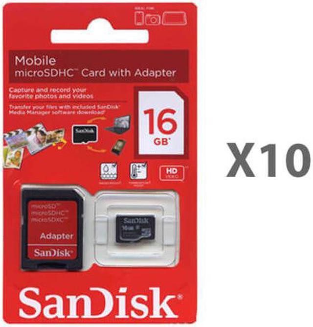 SanDisk 16GB Class 4 MicroSDHC Memory Card with Adapter