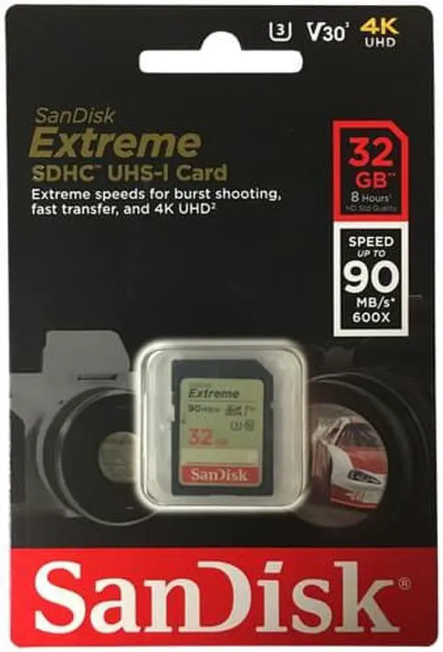 Alt view image 3 of 12 - SanDisk 32GB SD Extreme 90MB/s U3 4K V30 32G SDHC USH-I C10 SDSDXVE-032G
