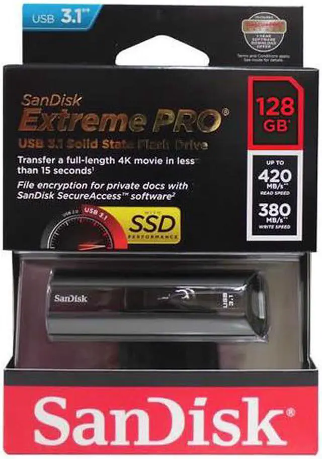 Alt view image 4 of 11 - SanDisk Extreme Pro - USB flash drive - 128 GB - USB 3.1