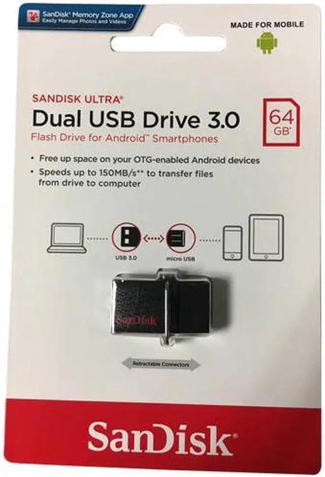 Alt view image 2 of 15 - SanDisk Ultra Dual USB Drive 3.0 (SDDD2-064G-GAM46)