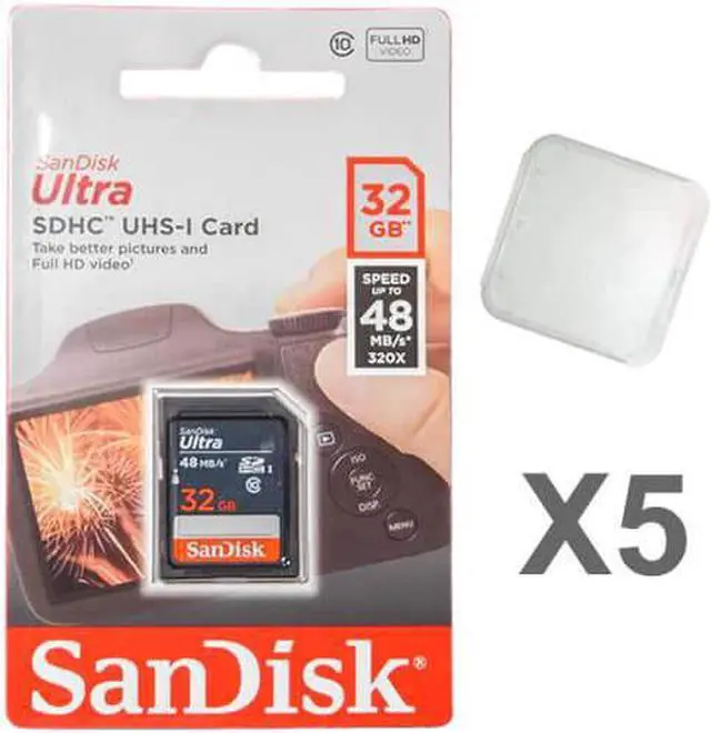 Main image of SanDisk 32GB SDHC Class 10 SDSDUNB-032G-GN3IN Memory Card Retail (5 Pack) with Plastic Cases