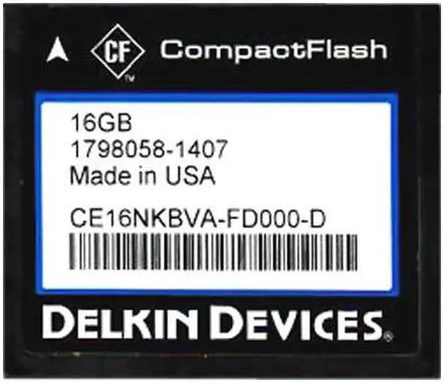 Main image of Delkin CE16NKBVA-FD000-D CBL 16GB 50p CF 174x r26MB/s w17MB/s CompactFlash Card bulk