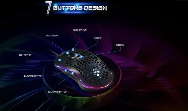 Alt view image 5 of 7 - ANACOMDA BlackHole GAMING MOUSE , 6400 DPI, 7 Programmable Buttons, Customization via software suite, RGB Lighting Effects, Gaming Grade Optical Sensor IC, 75g Lightweight Mouse Design