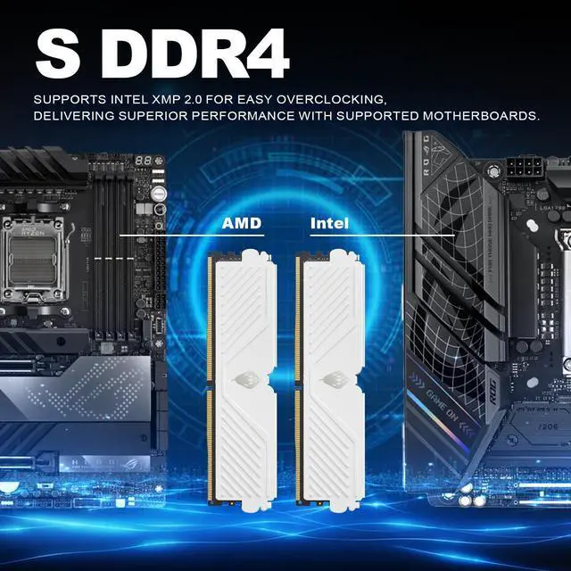 Alt view image 4 of 5 - ANACOMDA S DDR4 PC RAM with Heatsink 3200MHz(PC4 25600) CL16 8GBx2 UDIMM 288-Pin Desktop Memory Model. Made in TAIWAN