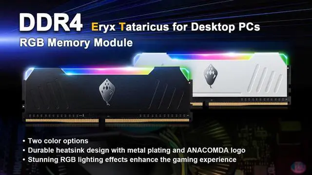 Alt view image 3 of 6 - ANACOMDA ET RGB Gaming DDR4 288-Pin PC RAM Memory 3200MHz CL16 16GB(8GBX2) UDIMM (White) with Heatsink Desktop Memory Model. Made in TAIWAN