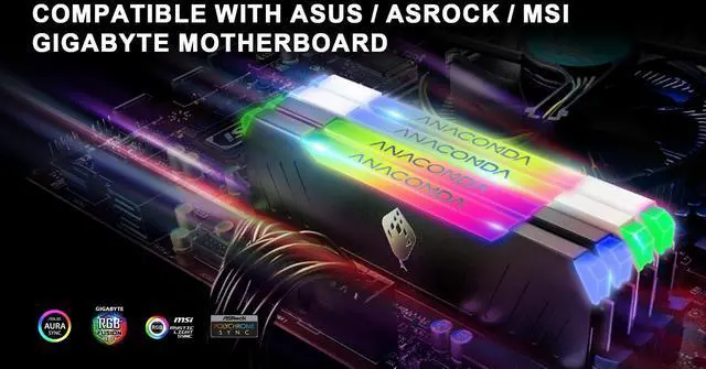 Alt view image 6 of 6 - ANACOMDA ET RGB Gaming DDR4 288-Pin PC RAM Memory 3200MHz CL16 16GB(8GBX2) UDIMM (White) with Heatsink Desktop Memory Model. Made in TAIWAN