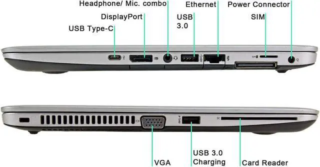 Alt view image 4 of 4 - HP Elitebook 840 G3 14" HD, Core i5-6300U 2.4GHz, 8GB RAM, 240GB Solid State Drive, Windows 10 Pro 64Bit, CAM, (Renewed)