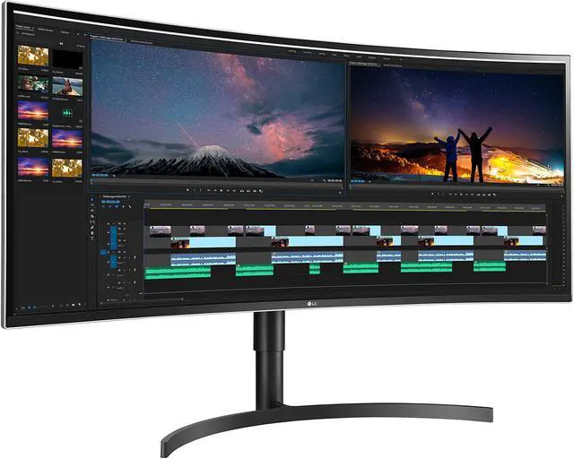 Alt view image 2 of 20 - LG 38WN75C-B 38-Inch Class 21:9 Curved UltraWide QHD+ (3840 x 1600) IPS Display with HDR 10 and Tilt/Height Adjustable Stand, Black