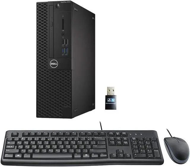Main image of Dell Optiplex 3050 SFF Desktop PC, Intel i5-6500 3.2GHz 4 Core, 16GB DDR4, 500GB SSD, WiFi, Win 10 Pro, Keyboard, Mouse (Renewed)